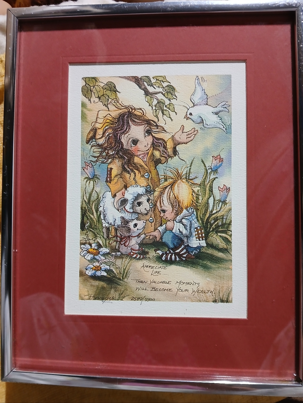 Vintage Jody Bergsma 1981 "Appreciate Life"  Litho Signed Framed